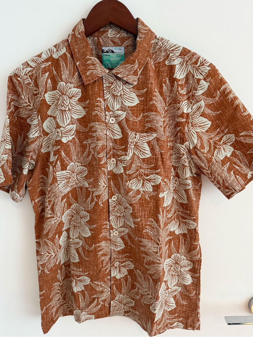 Tommy Bahama Rust Floral Short-Sleeve Camp Shirt